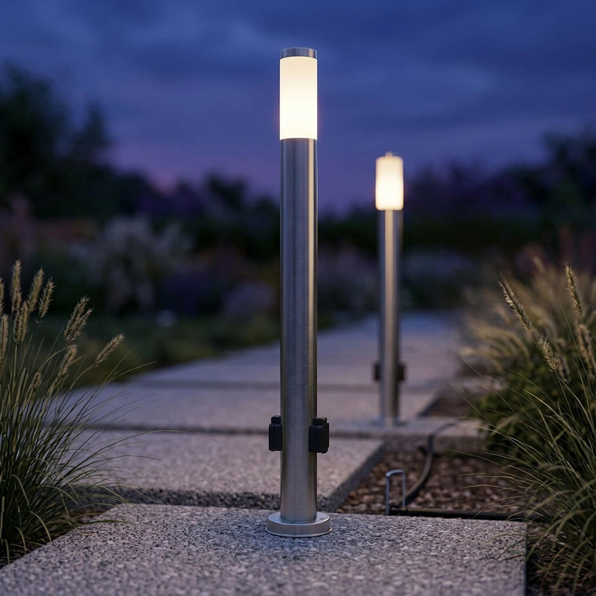 LED STEHLEUCHTE Edelstahl Silber 2er Set - Silberfarben, Metall (13.1/13.1/110cm) - Globo Lighting