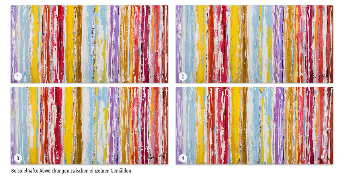 ACRYLBILD HANDGEMALT 120/60 cm - Blau/Gelb, Holz/Textil (120/60cm) - KUNSTLOFT