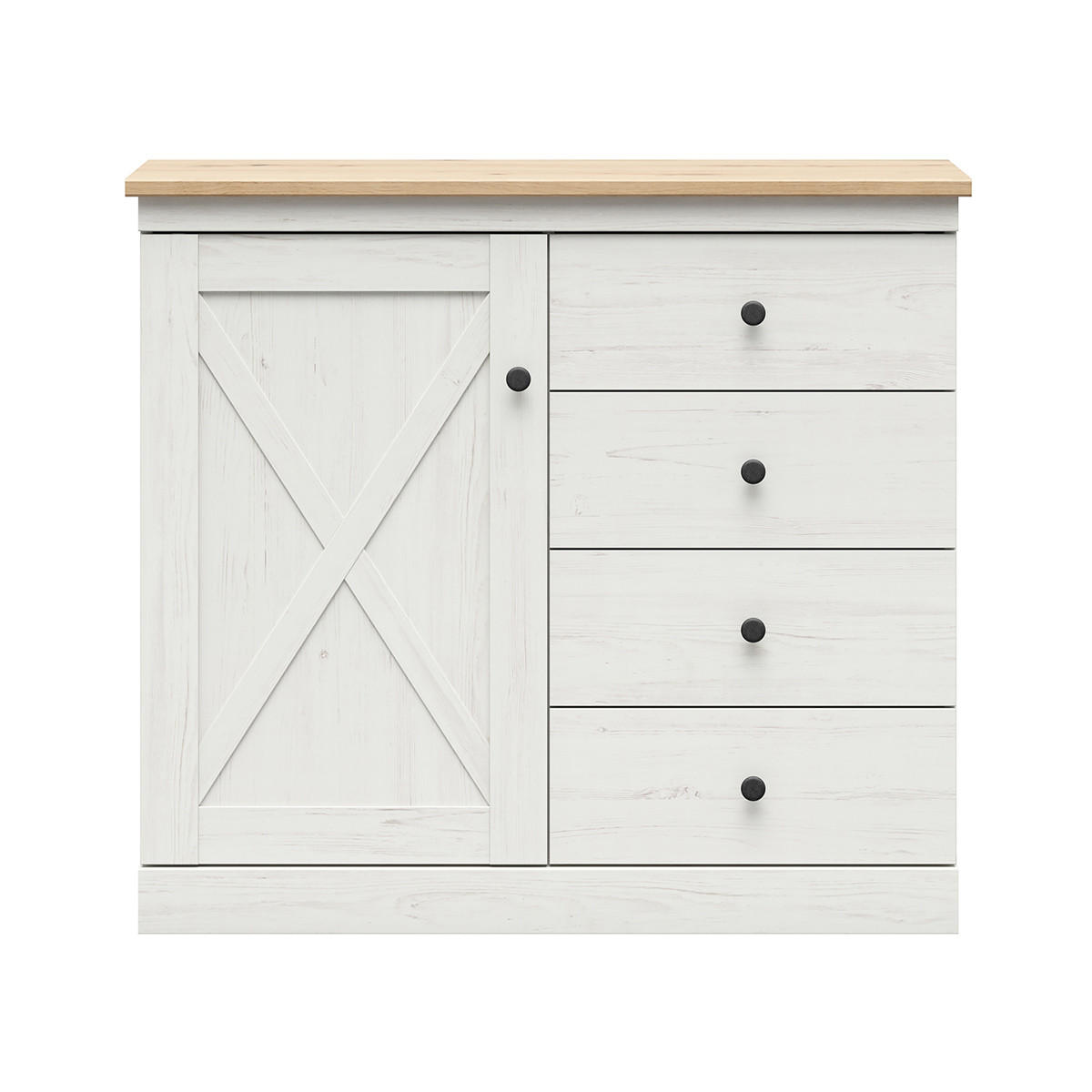 KOMMODE Victoria Weiß und Holz - Weiß, Holzwerkstoff (103/92/43cm) - Petits-meubles