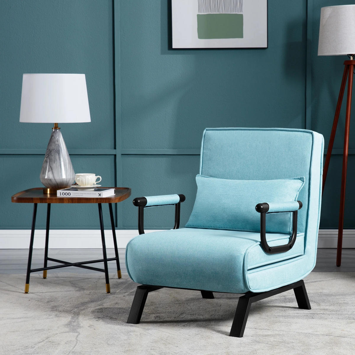 SCHLAFSOFA 3-in-1 Klappsofa Blau, 1 Stück, mit Kissen - Blau, Textil (65/75/78cm) - Kaket