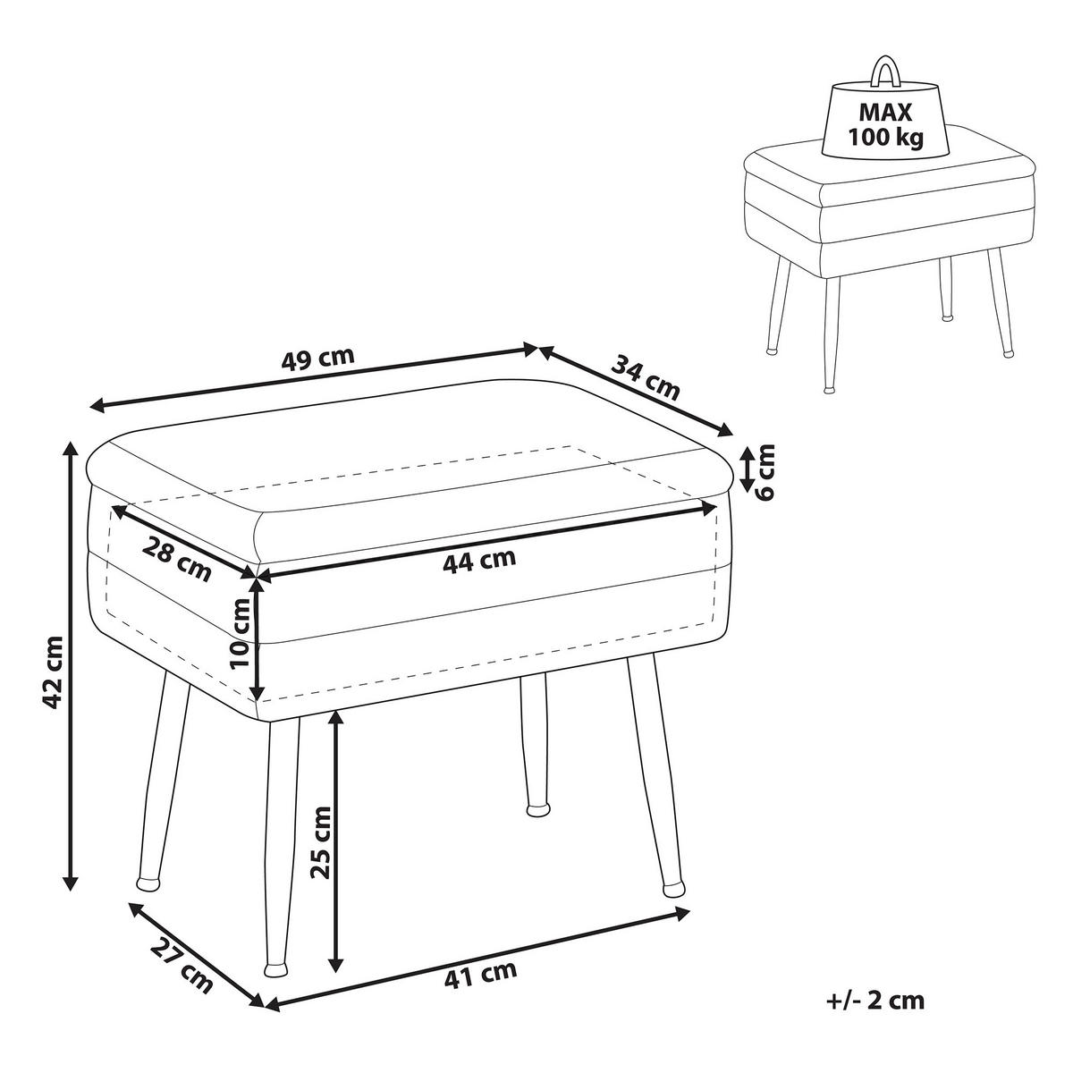 TRUHENBANK Hellbeige Odessa - Beige/Goldfarben, Textil (49/42/34cm) - Beliani