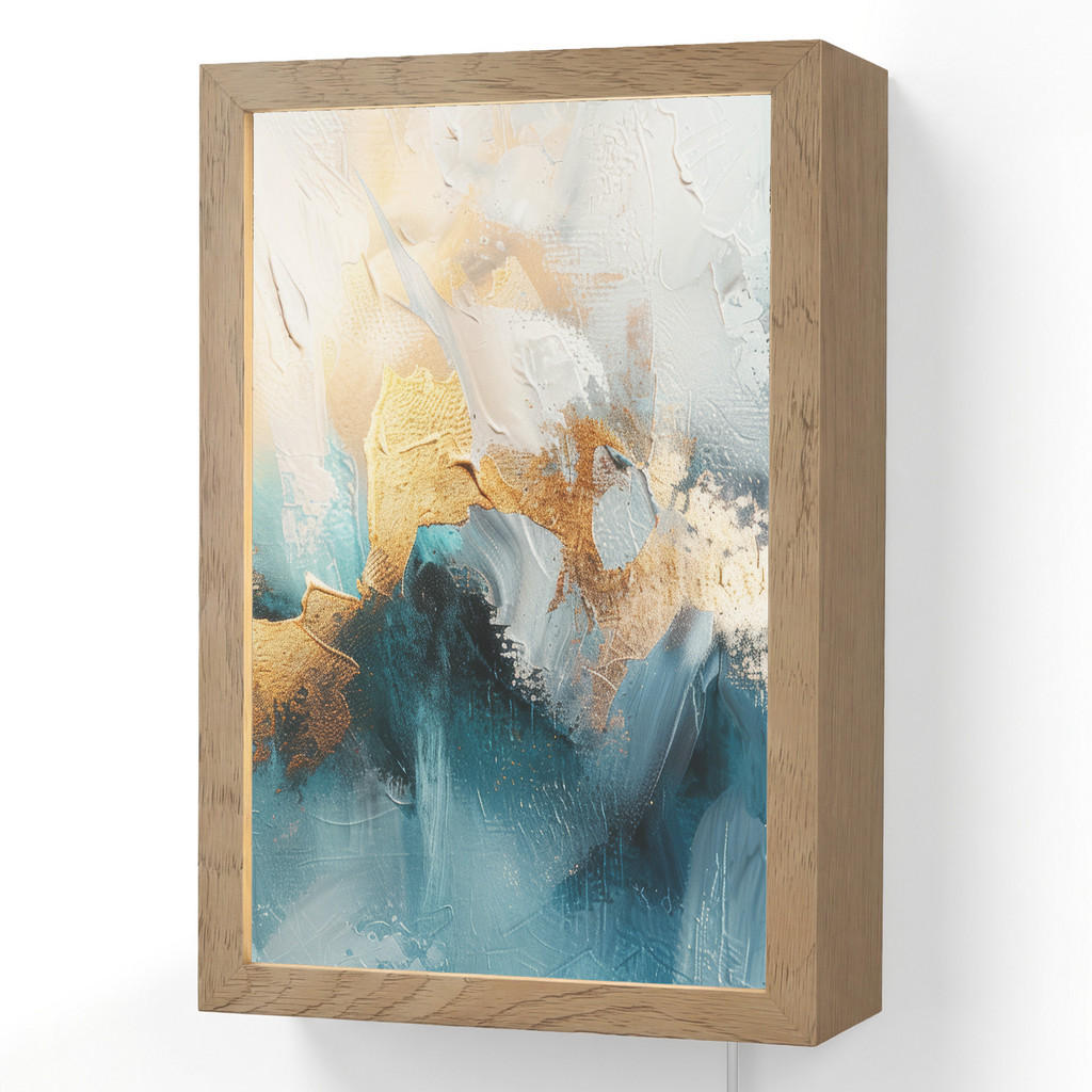 OnlyWow NÁSTĚNNÁ LAMPA Abstraktní - umění - zlatá - modrá 20x30 cm