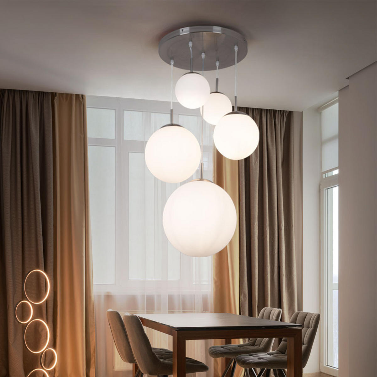 LED HÄNGELEUCHTE BALLO Metall Weiß - Weiß, Metall (50/50/90cm) - Globo Lighting