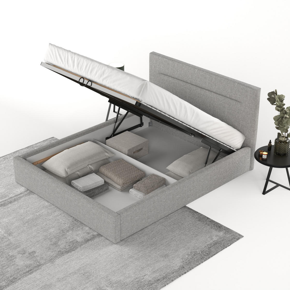 POLSTERBETT Liline 160/200 cm Hellgrau im Inari Stoff - Hellgrau/Schwarz, Holz/Holzwerkstoff (160/200cm) - AltaBeds