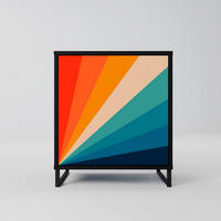 SIDEBOARD PRISM CONCUSSION, Schwarz, 57,5x42x67,5 cm, Schwarze Metall-Rahmenfüße - Multicolor/Schwarz, Holzwerkstoff/Metall (57.5/67.5/42cm) - SpaceRebels
