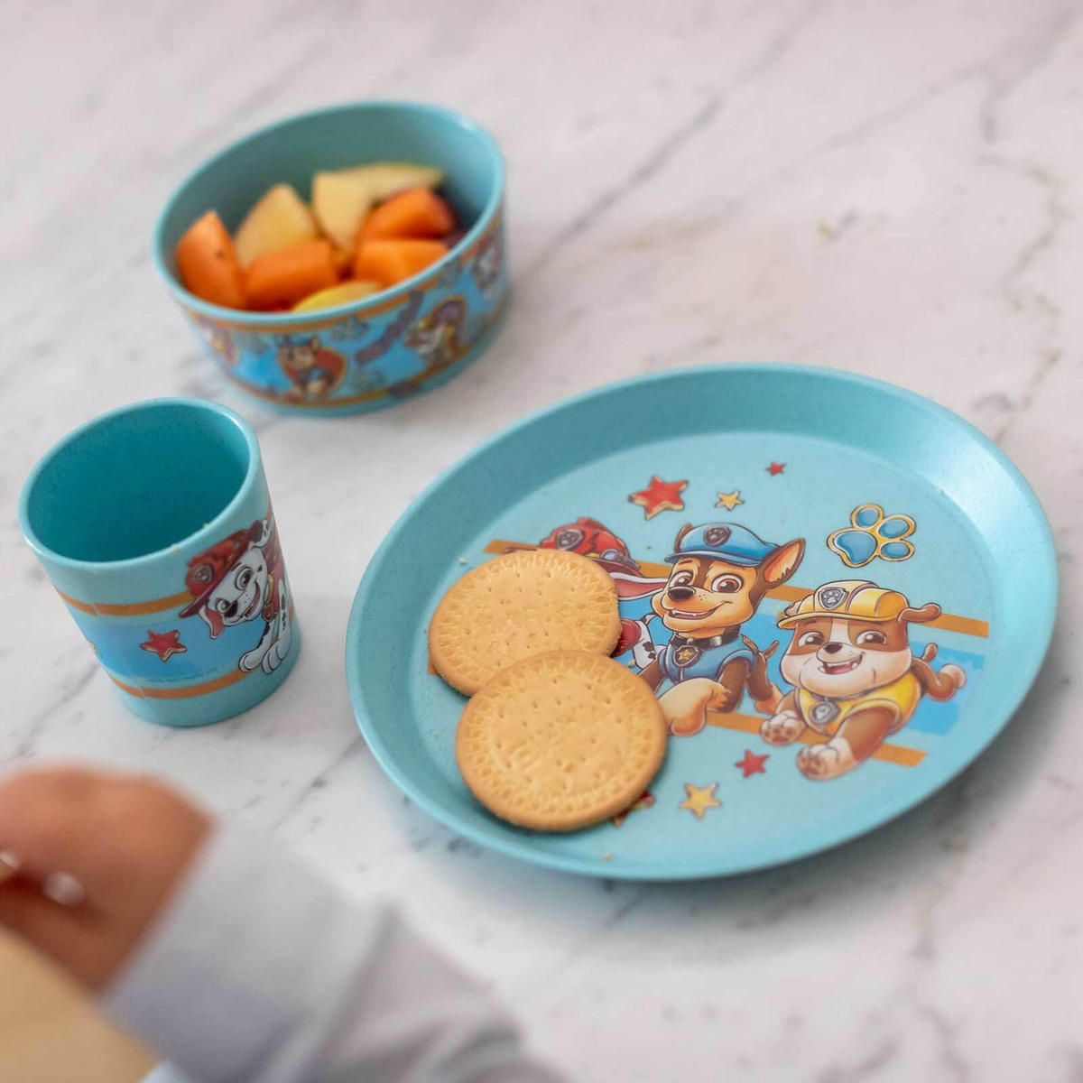 KINDERGESCHIRRSET Connect Paw Patrol organic blue 3er Set - Blau, Kunststoff (1/1/1cm) - Koziol