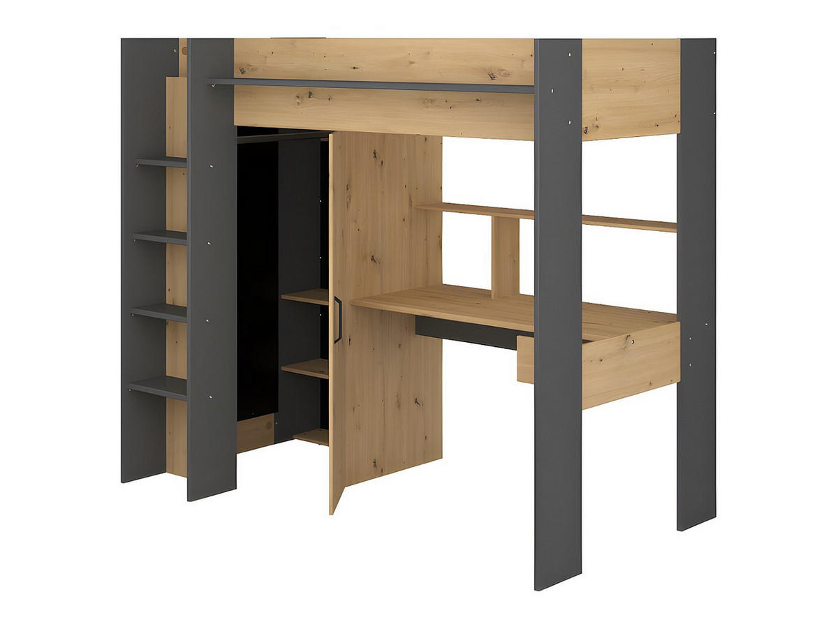 HOCHBETT - 1 Person - Holz, Platte - Anthrazitgrau, Naturfarben Hell - - Anthrazit/Naturfarben, Holz (90/200cm) - Vente-Unique