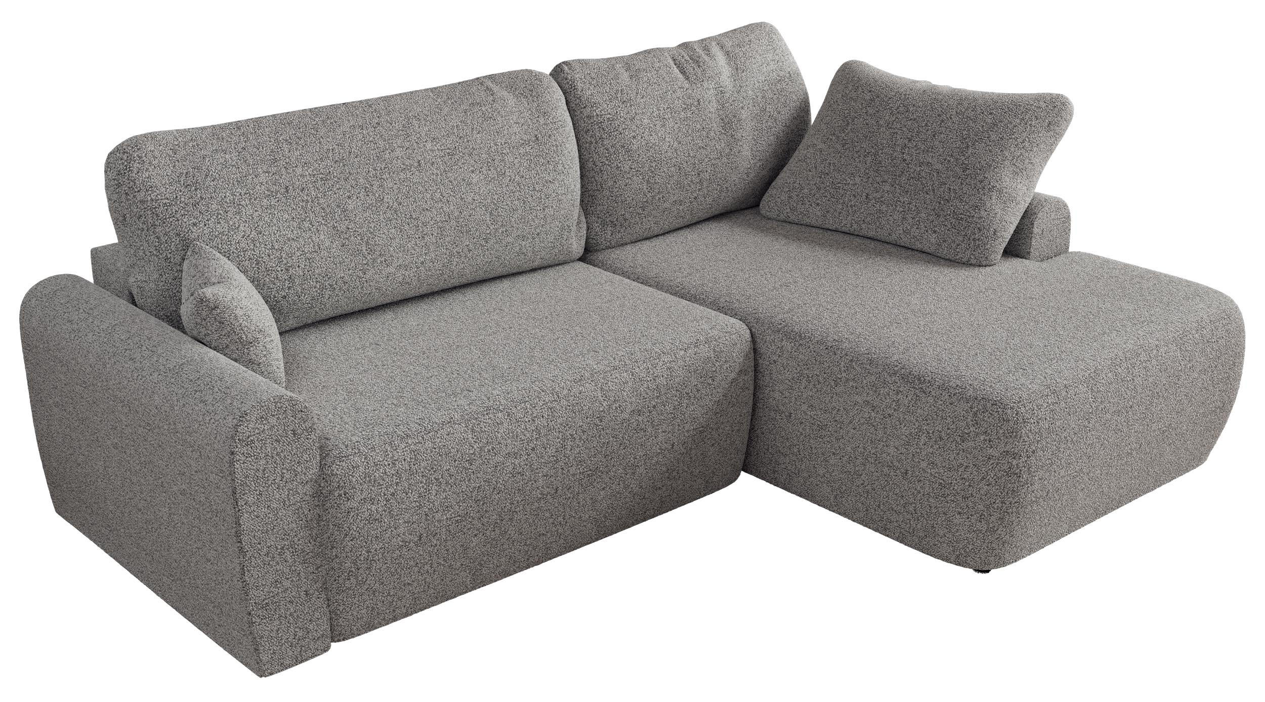 ECKSCHLAFSOFA CUBO L Hellgrau Struktur - rechts - Hellgrau/Schwarz, Kunststoff/Textil (187/273cm) - MKS