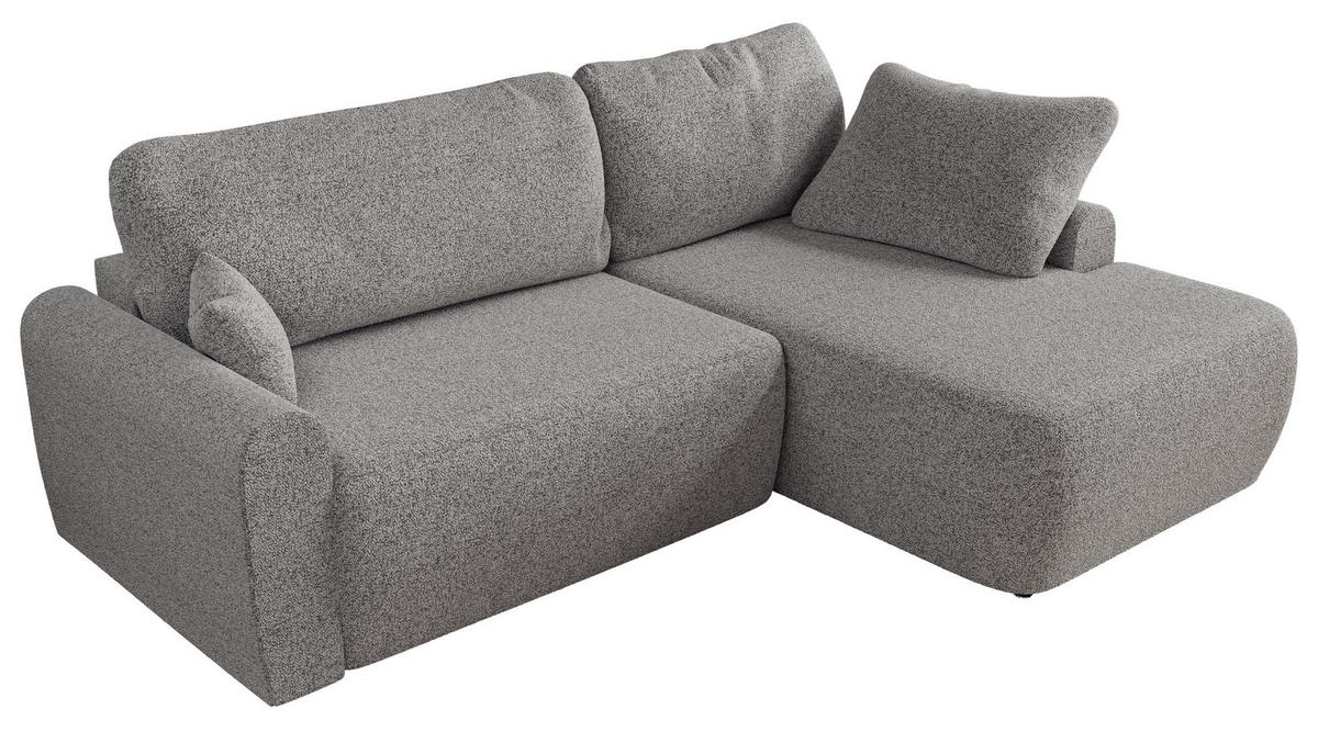ECKSCHLAFSOFA CUBO L Hellgrau Struktur - rechts - Hellgrau/Schwarz, Kunststoff/Textil (187/273cm) - MKS
