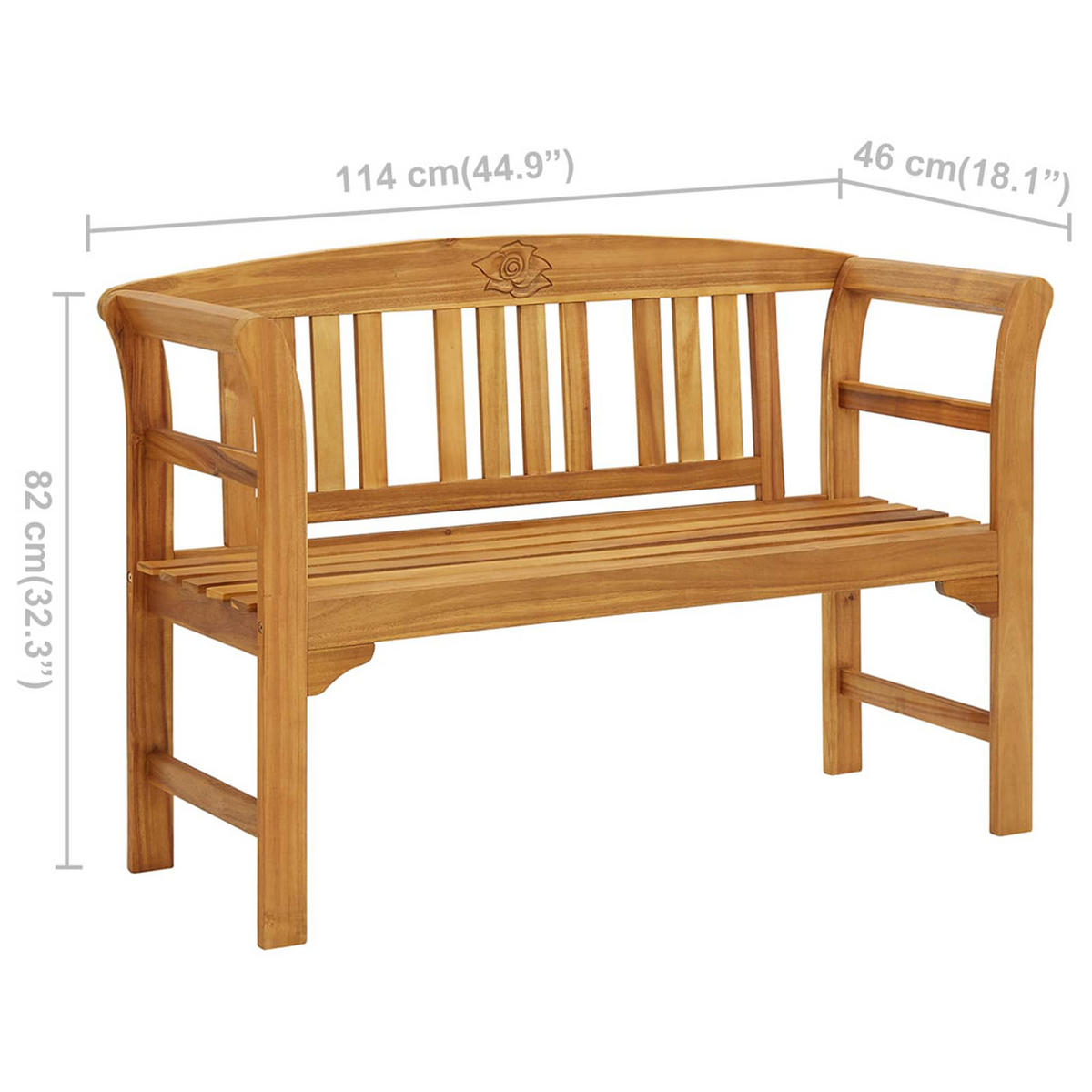 GARTENBANK mit Armlehnen, 114/46/82 cm, aus Massivholz Akazie - Braun, Holz (46/82/114cm) - vidaXL