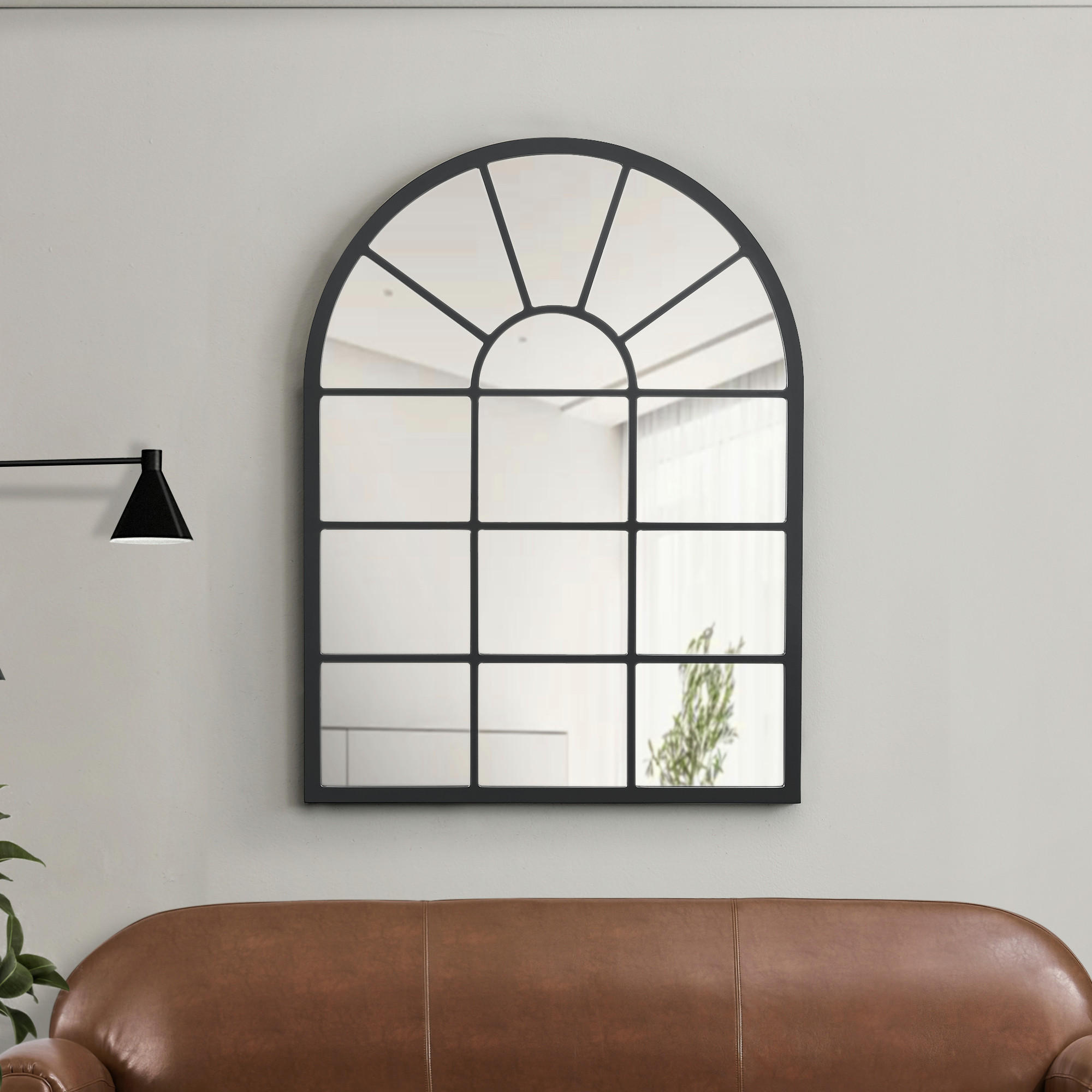 WANDSPIEGEL Villalago - Schwarz, Glas/Holzwerkstoff (60/80/1.8cm) - [en.casa]