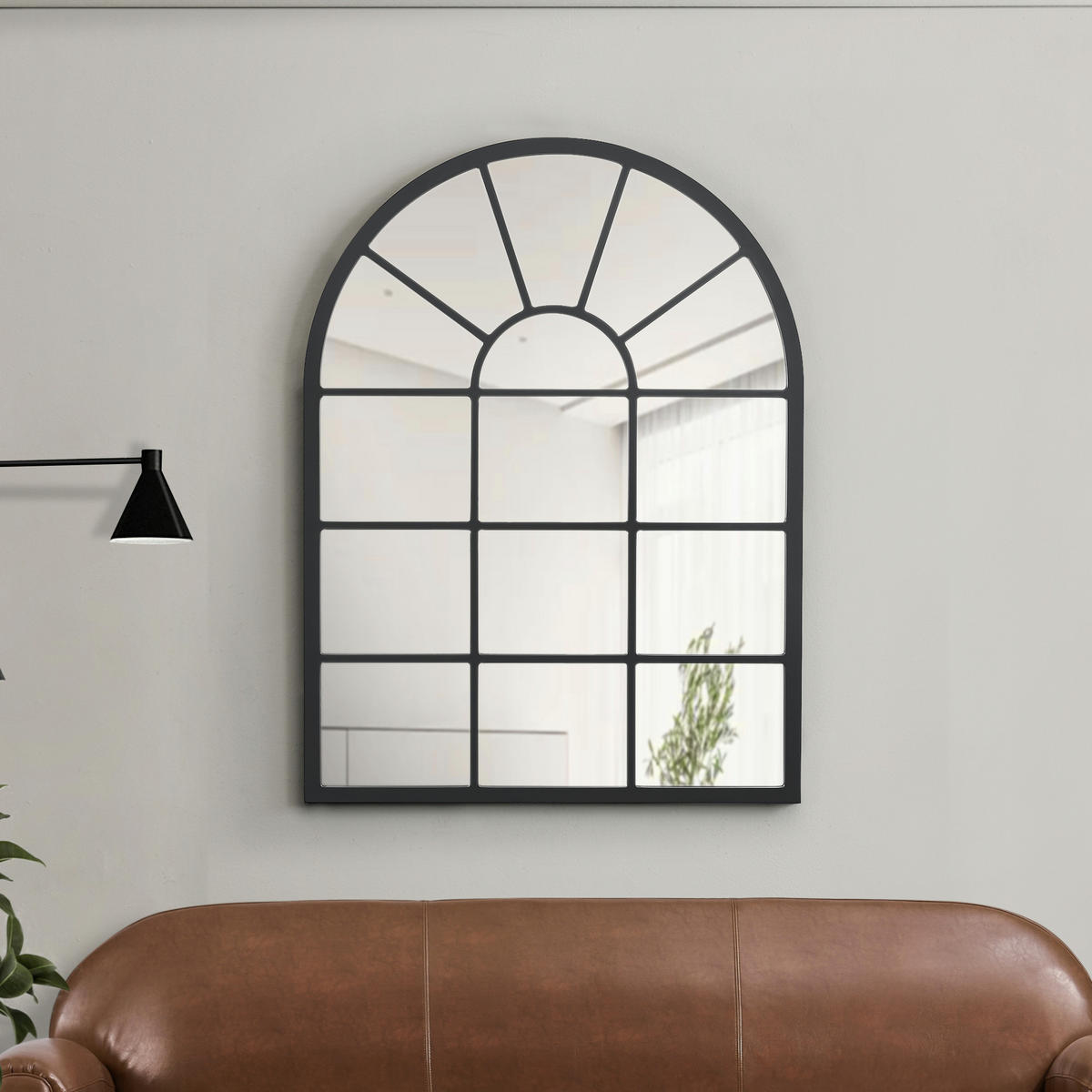 WANDSPIEGEL Villalago - Schwarz, Glas/Holzwerkstoff (60/80/1.8cm) - [en.casa]