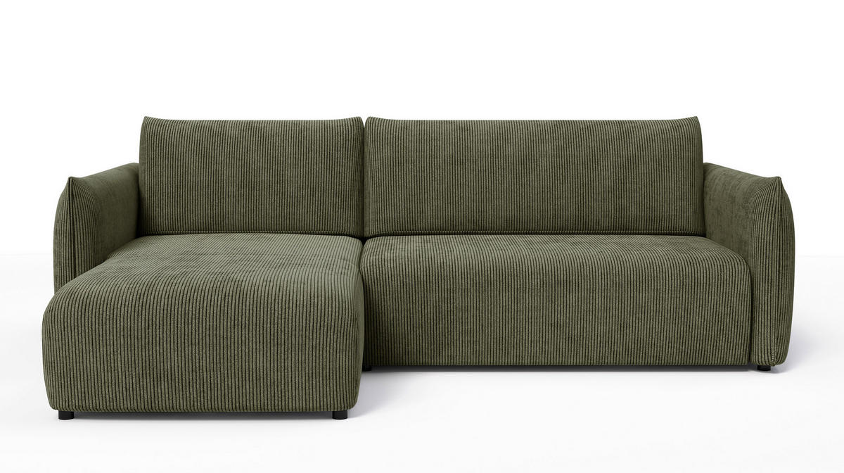 ECKSOFA TAUER 3-Sitzer rechts, olive - Dunkelgrün/Schwarz, Holz/Textil (248/173cm) - Courtois Laville