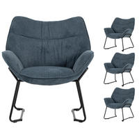 SESSEL Aliano - 4er Set - blau - Blau/Schwarz, Textil/Metall (67/76/73cm) - bene living