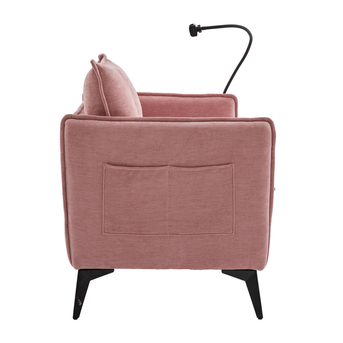 SOFA 2-Sitzer mit Handyhalterung und Ablagefächern Chenille Pink 127/69/66 cm - Rosa, Textil (127/66/69cm) - OKWISH