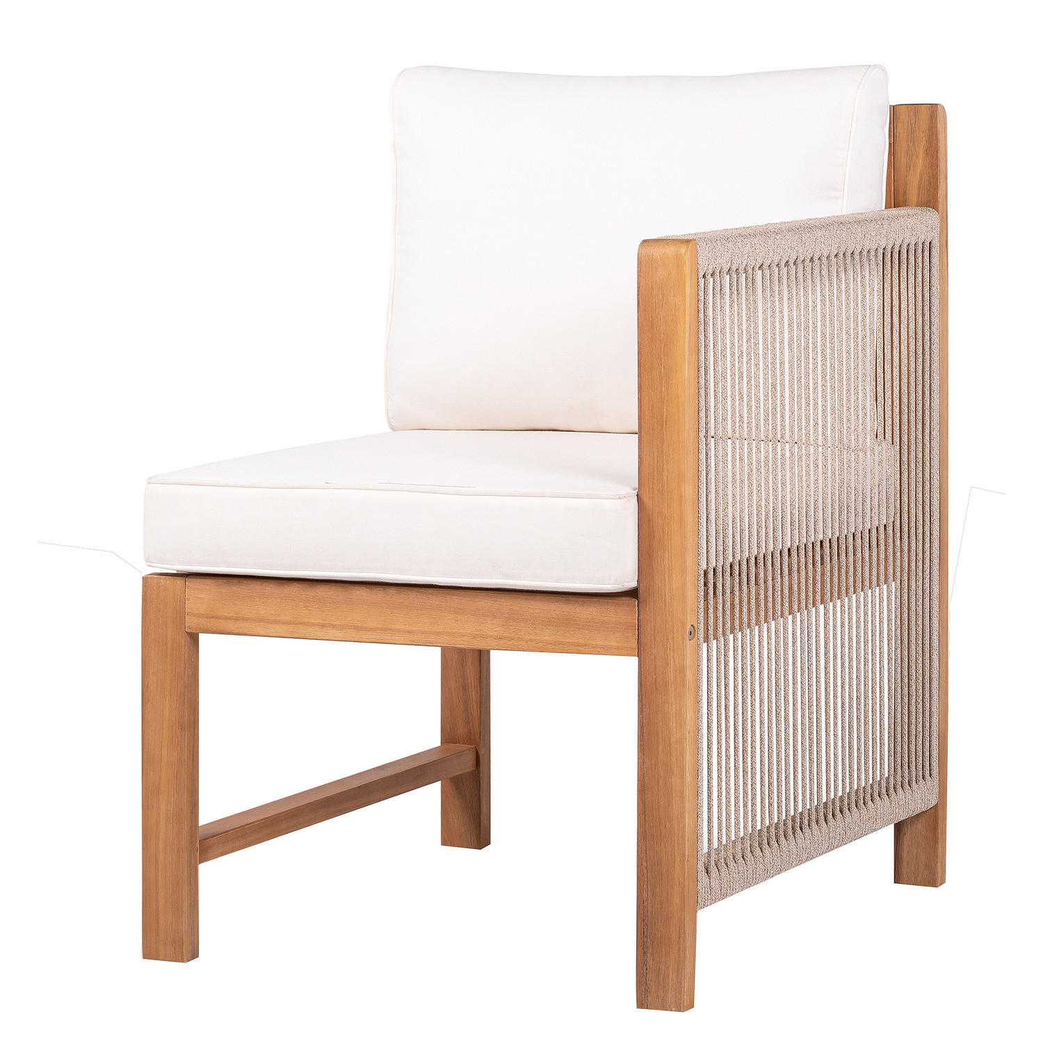 DININGSTUHL MIT 1 ARMLEHNE - Akazie massiv / Polyester - Braun / Beige - Beige/Braun, Holz/Textil (58/86/66cm) - home24