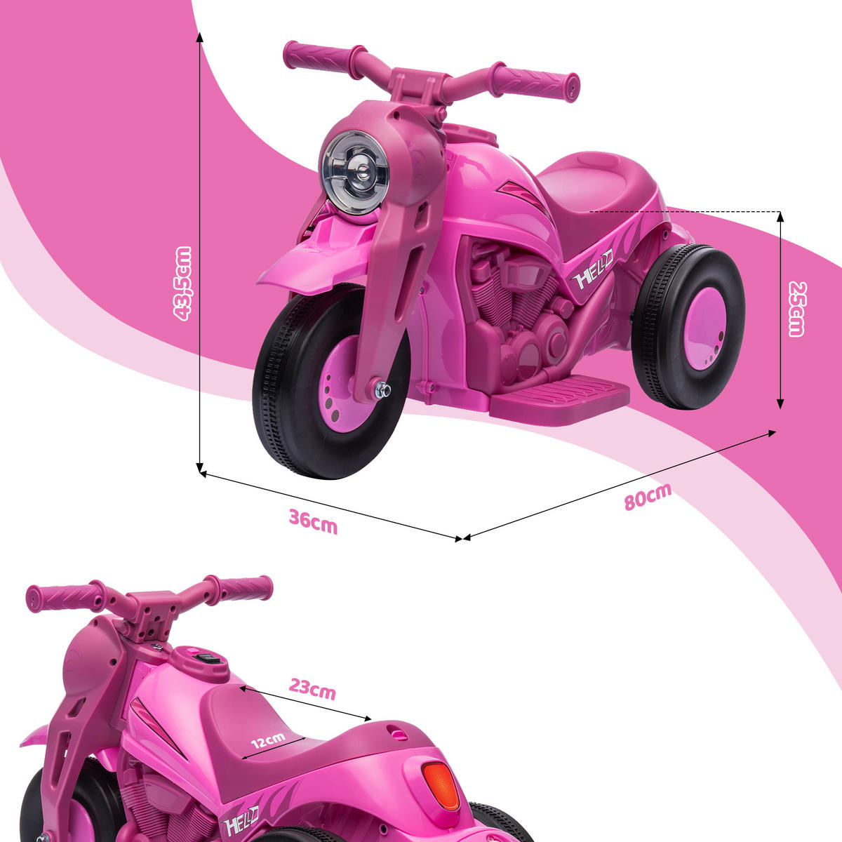ELEKTRO-MOTORRAD DE-13055 Blubberfunktion Rosa - Pink, Kunststoff (80/36/43.5cm) - ComfortXL