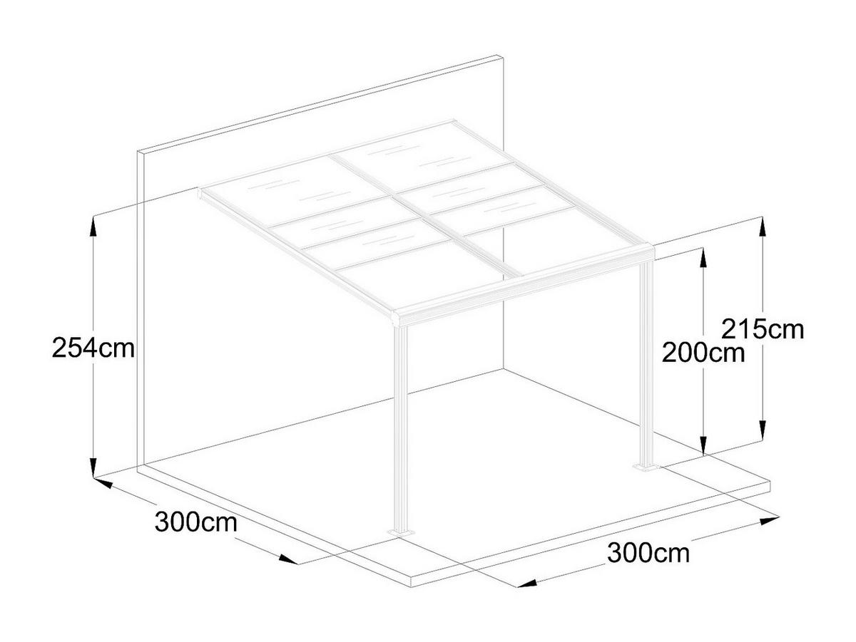 ANLEHNENDE Pergola - 300 cm x 300 cm - plastik - anthrazitgrau Izeda - Anthrazit, Kunststoff/Metall (300/200/300cm) - Vente-Unique
