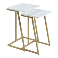 SATZTISCH-SET 2 TLG. Salem - Goldfarben/Weiß, Holzwerkstoff/Metall (40/30/56cm) - [en.casa]
