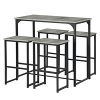 BARTISCH-SET mit 4 Hockern, Industriestil, Grau - Grau, Holzwerkstoff (50/90/100cm)