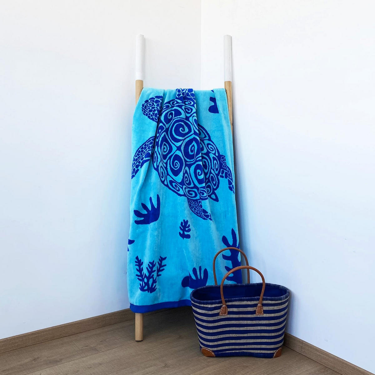 STRANDTUCH Velours-Jacquard Malari 90x170 400 g/m2 blau - Blau, Textil (90/170cm) - LE COMPTOIR DE LA PLAGE