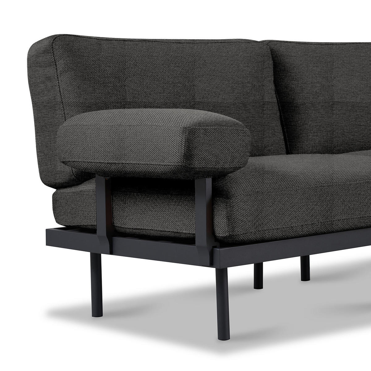 OUTDOOR-ECKSOFA - Schwarz, Textil/Metall (273/80/186cm) - home24