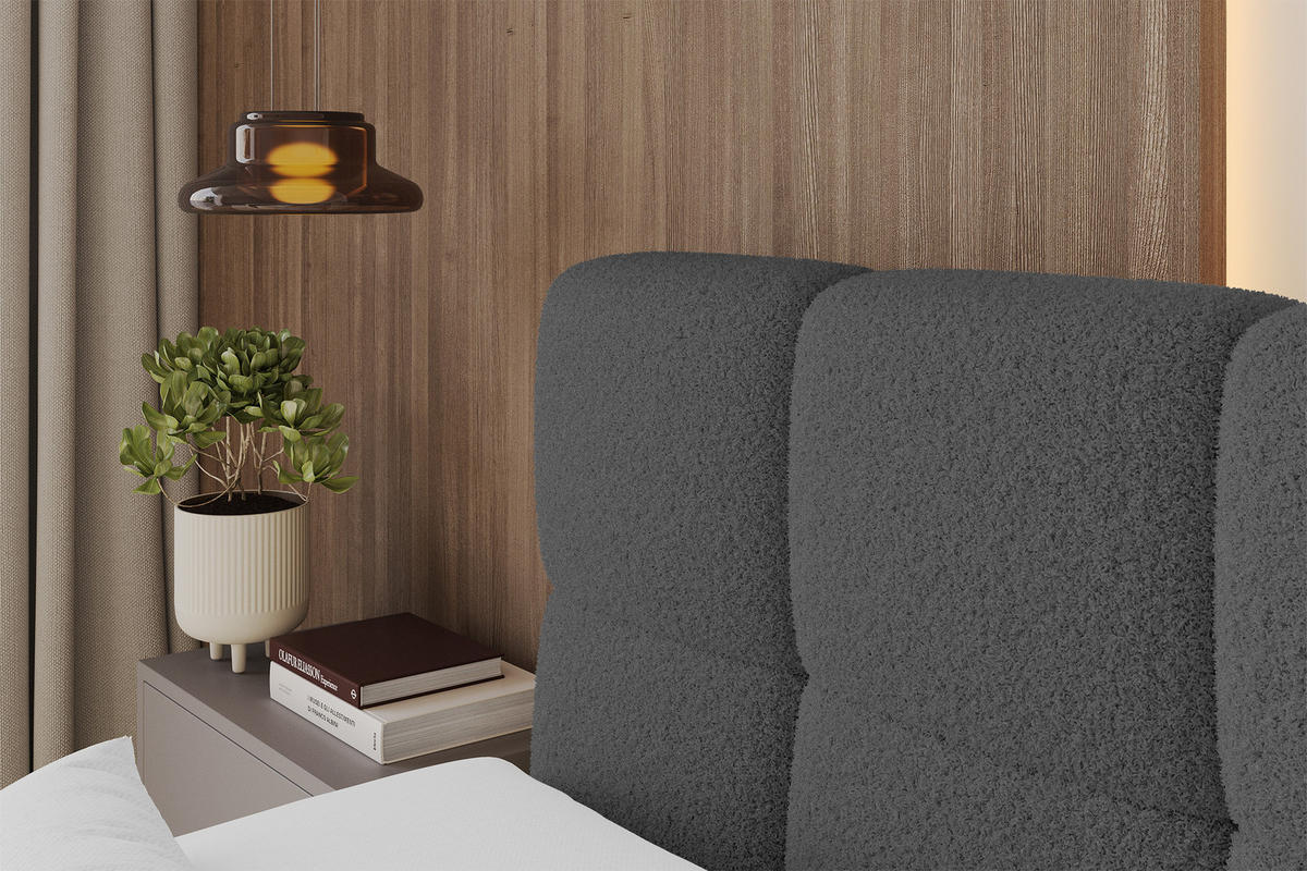 BOXBETT mit Matratze H3 - FAMA-Z - 120x200 cm Grau Quelle - Schieferfarben, Holzwerkstoff (120/200cm) - ALTDECOR
