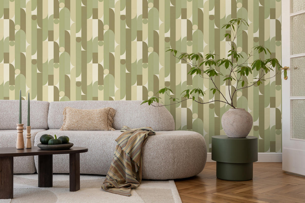 TAPETE geometrische Formen 50 x 900 cm - Grün, Papier (50/900cm) - ESTAhome