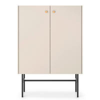 HIGHBOARD Divenos Greige 93 cm - Taupe/Goldfarben, Holzwerkstoff/Metall (93.2/131.7/39cm) - Selsey