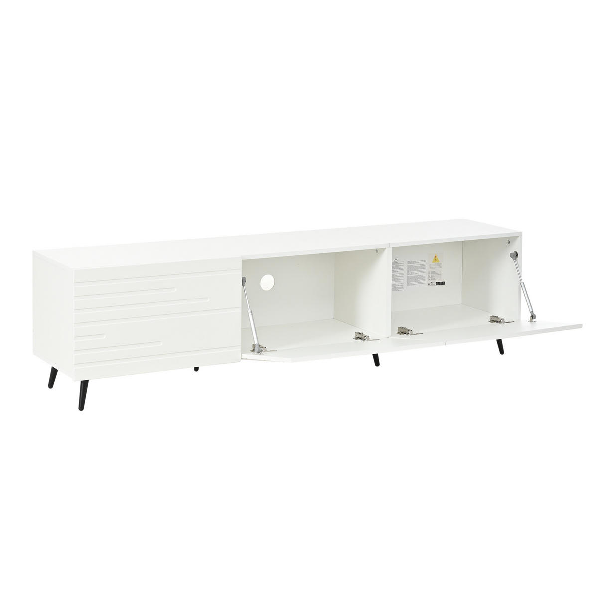 TV-ELEMENT mit 3 Klapptüren 180 x 40 x 48 cm MDF White - Weiß, Holzwerkstoff (40/48/180cm) - Beauniv