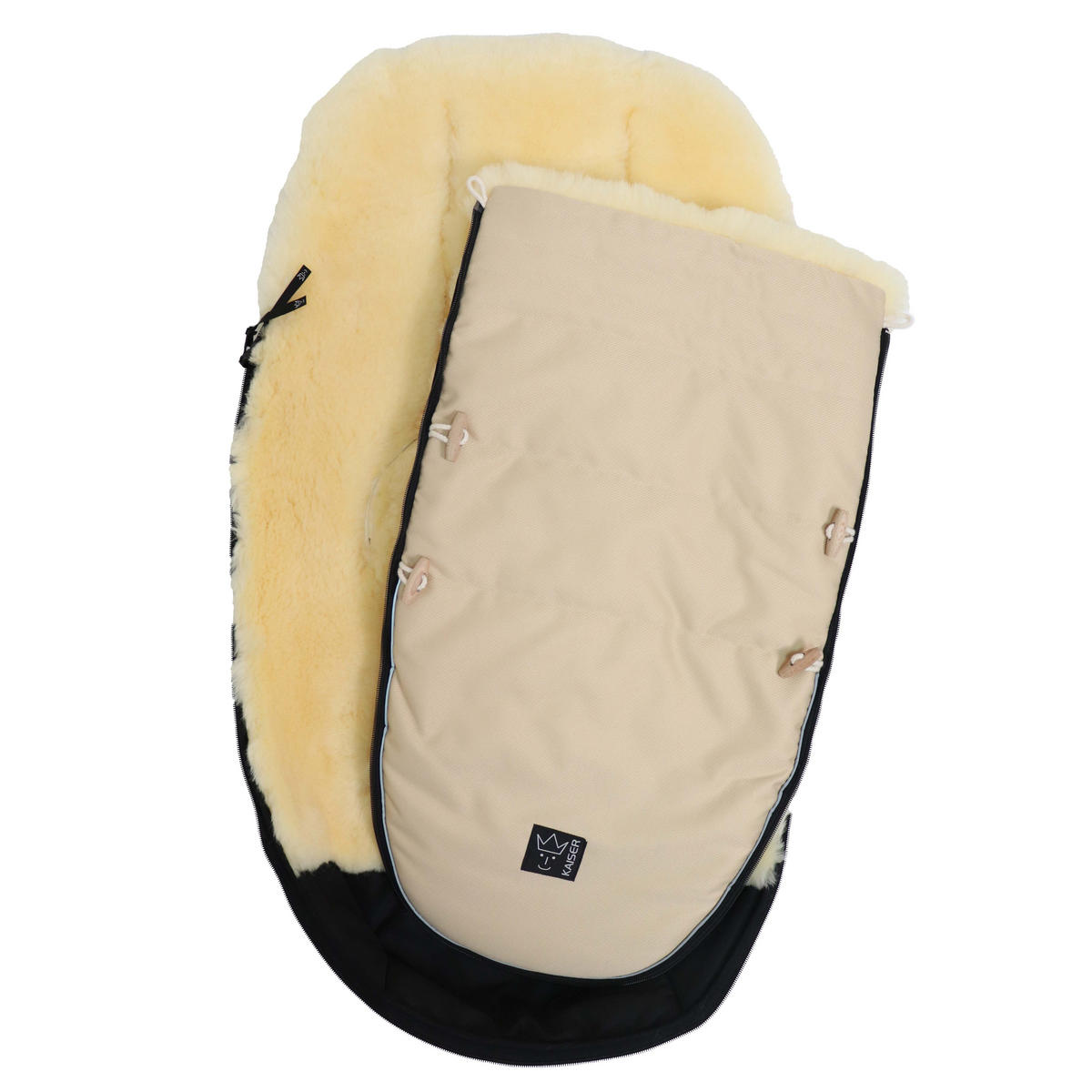 LAMMFELL-FUSSSACK Love the Nature, marzipan - Champagner, Fell (44/95cm) - Kaiserbaby