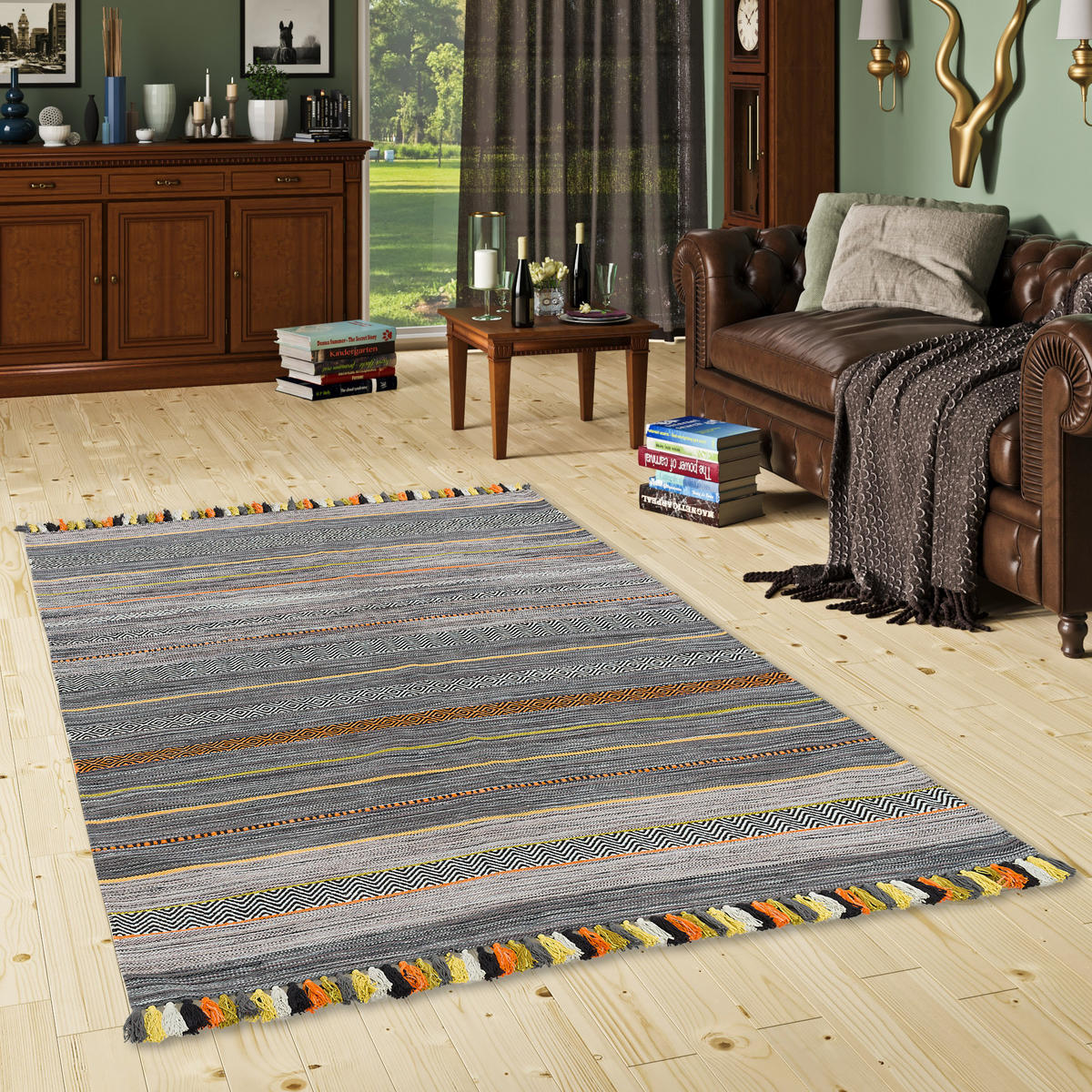NATUR TEPPICH KELIM KALLEEN - Anthrazit, Textil (70/140cm) - Pergamon
