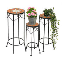 BLUMENHOCKER 3er Set Merano Rund 12011 - Schwarz, Metall (26/62/26cm) - DanDiBo