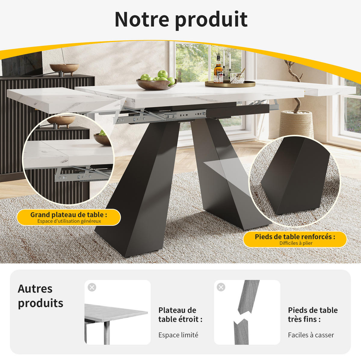 ESSTISCH Weiß 159/74/77 cm - Weiß, Holz/Metall (74/159/77cm) - Urban Meuble