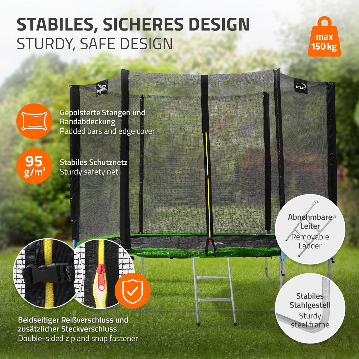 TRAMPOLIN 244 cm grün - Grün, Metall (244/239/244cm) - Hauki