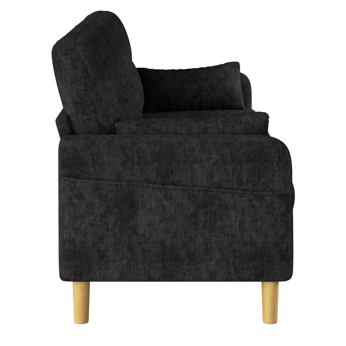 2-SITZER-SOFA Chenille mit Aufbewahrungstasche, DE-33242, Grau - Grau, Holzwerkstoff (119/85/78cm) - ComfortXL