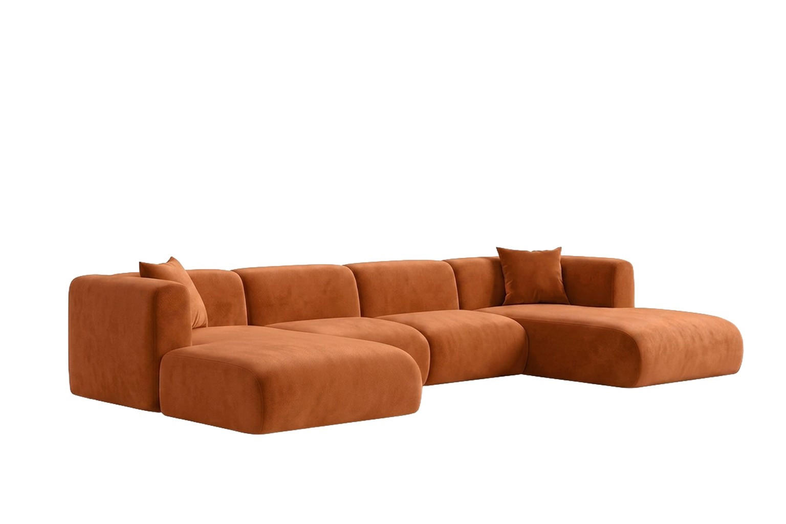ECKSOFA U-Form, Velvet-Stoff Bluvel, Zimtfarbe, GRETA - Orange, Holz (408/70/179cm) - Kaiser Möbel
