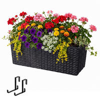 JARDINIERĂ Neagră autoirigare 50 cm - negru, material plastic/metal (50/19/19cm) - Relaxdays