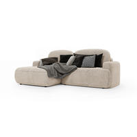 ECKSOFA WARM links 246x176 cm mit Schlaffunktion und Bettkasten – Hellbeige - Beige/Schwarz, Kunststoff/Textil (176/246cm) - MebleHot