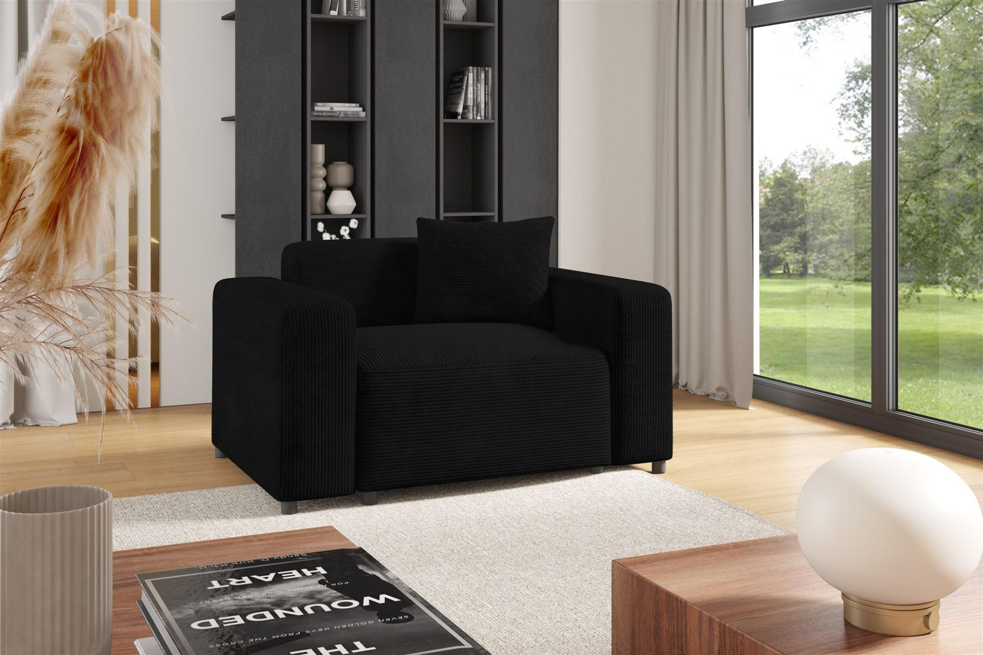 SESSEL Megan In Poso - Schwarz, Holzwerkstoff/Textil (145/75/98cm) - Fun Möbel