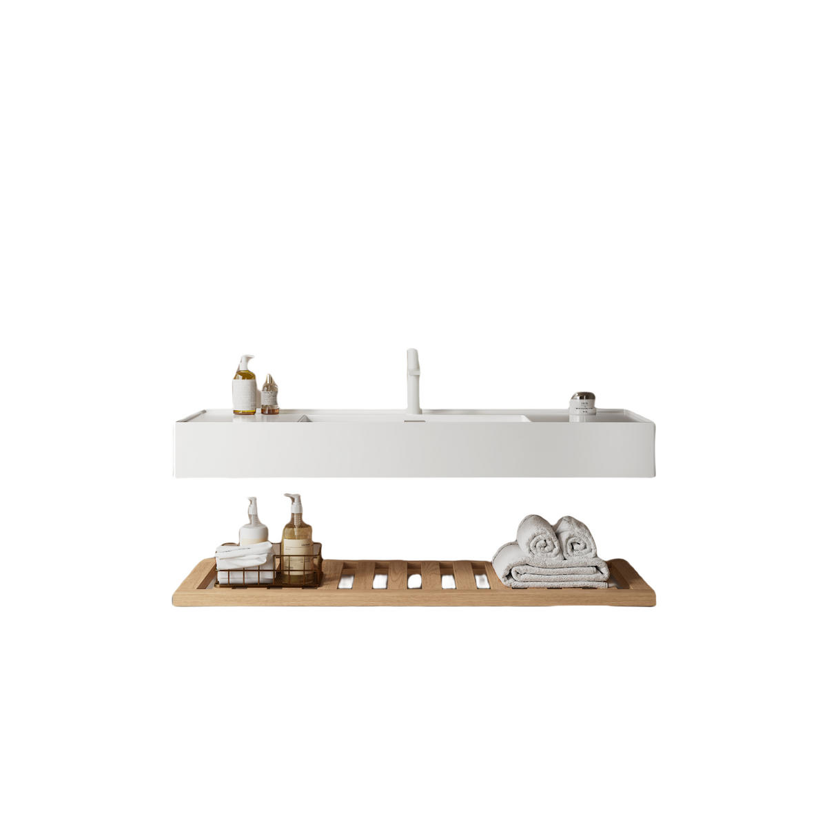 WASCHTISCH Naturfarben und Weiß 120/46/21 cm - Naturfarben, Holz (120/20.7/46cm) - PANGIVO