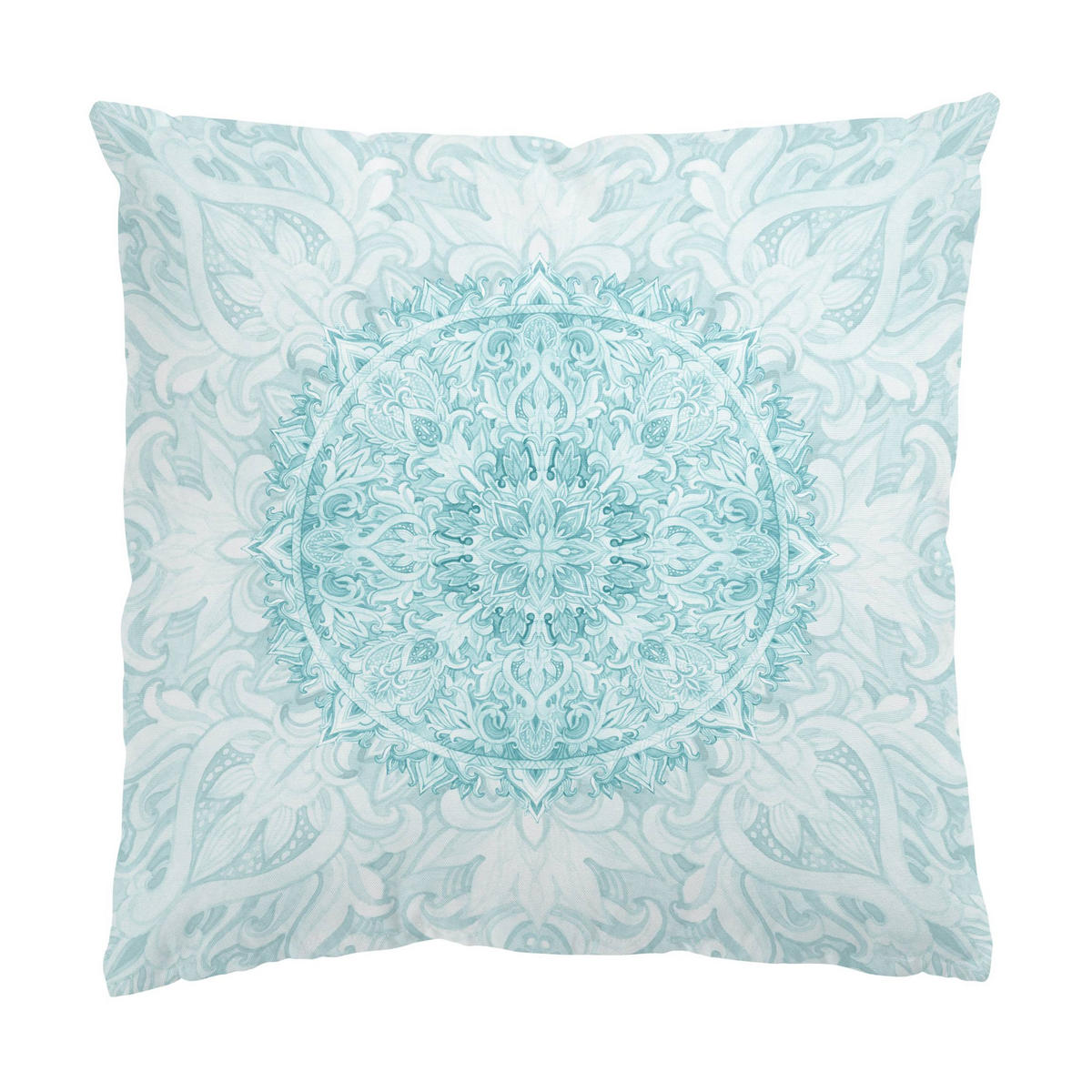 DEKOKISSEN Mandala Aquarell Ornament türkis 40/40 cm - Türkis, Textil (40/40/10cm) - Bilderwelten
