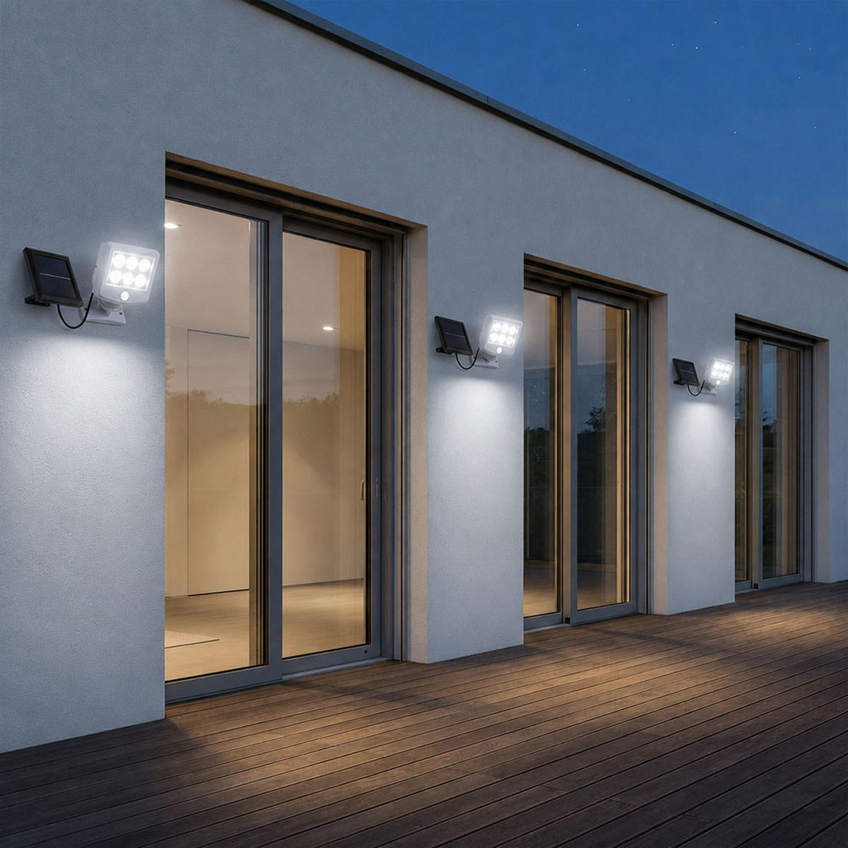 LED AUSSENLEUCHTE Weiß Bewegungsmelder 3er Set - Weiß, Kunststoff (10/5.3/12.8cm)