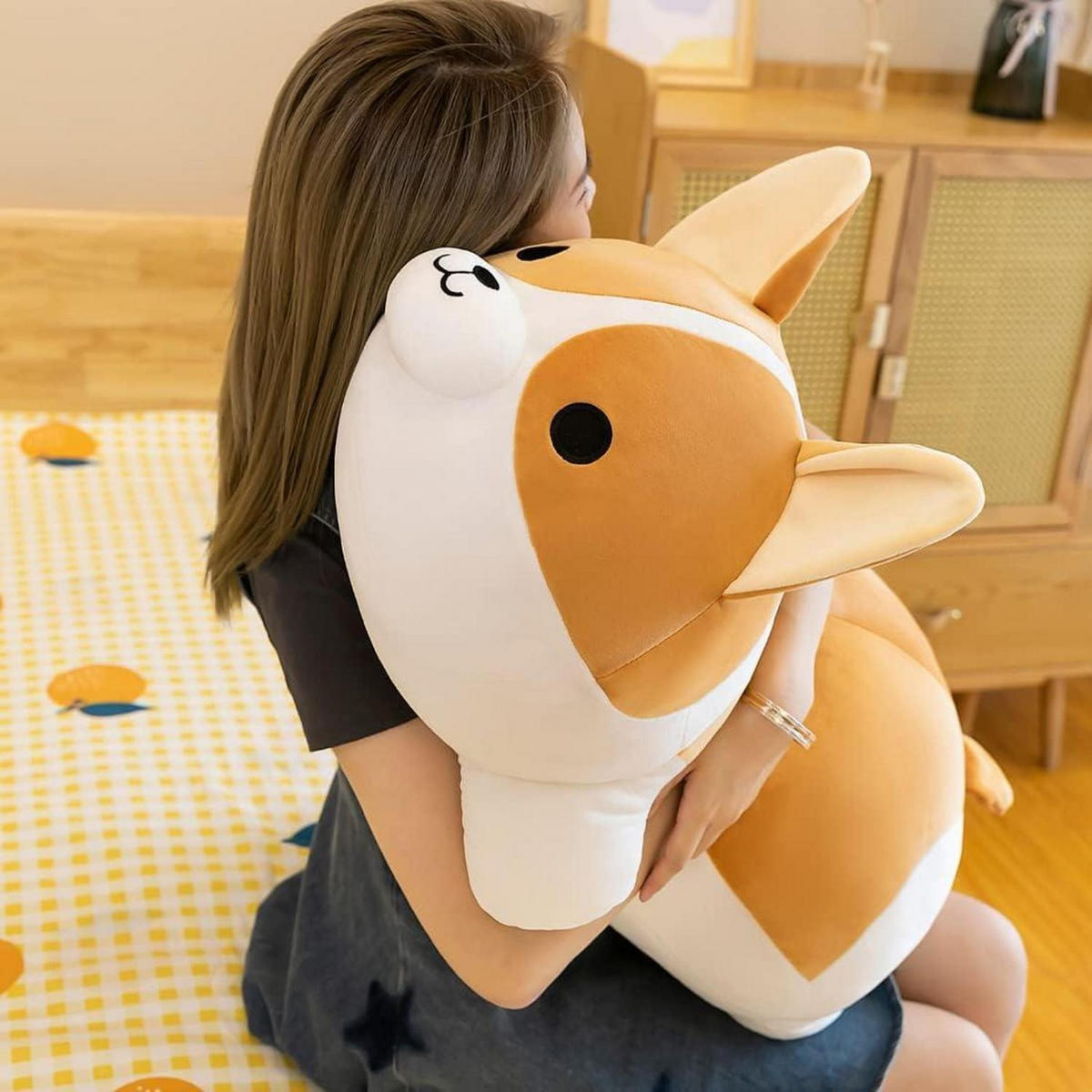 PLÜSCHKISSEN Corgi Hund 60 cm - Braun, Textil (10.2/12.7cm)