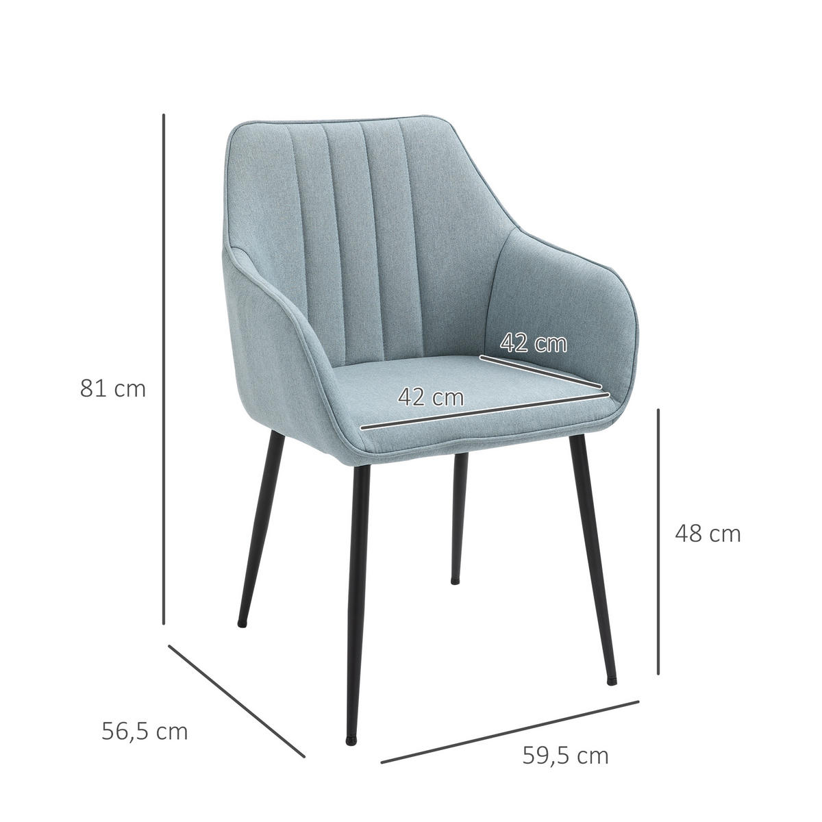 ESSZIMMERSTÜHLE, Leinen, Metall, Blau - Blau, Textil (56.5/81/59.5cm) - HOMCOM