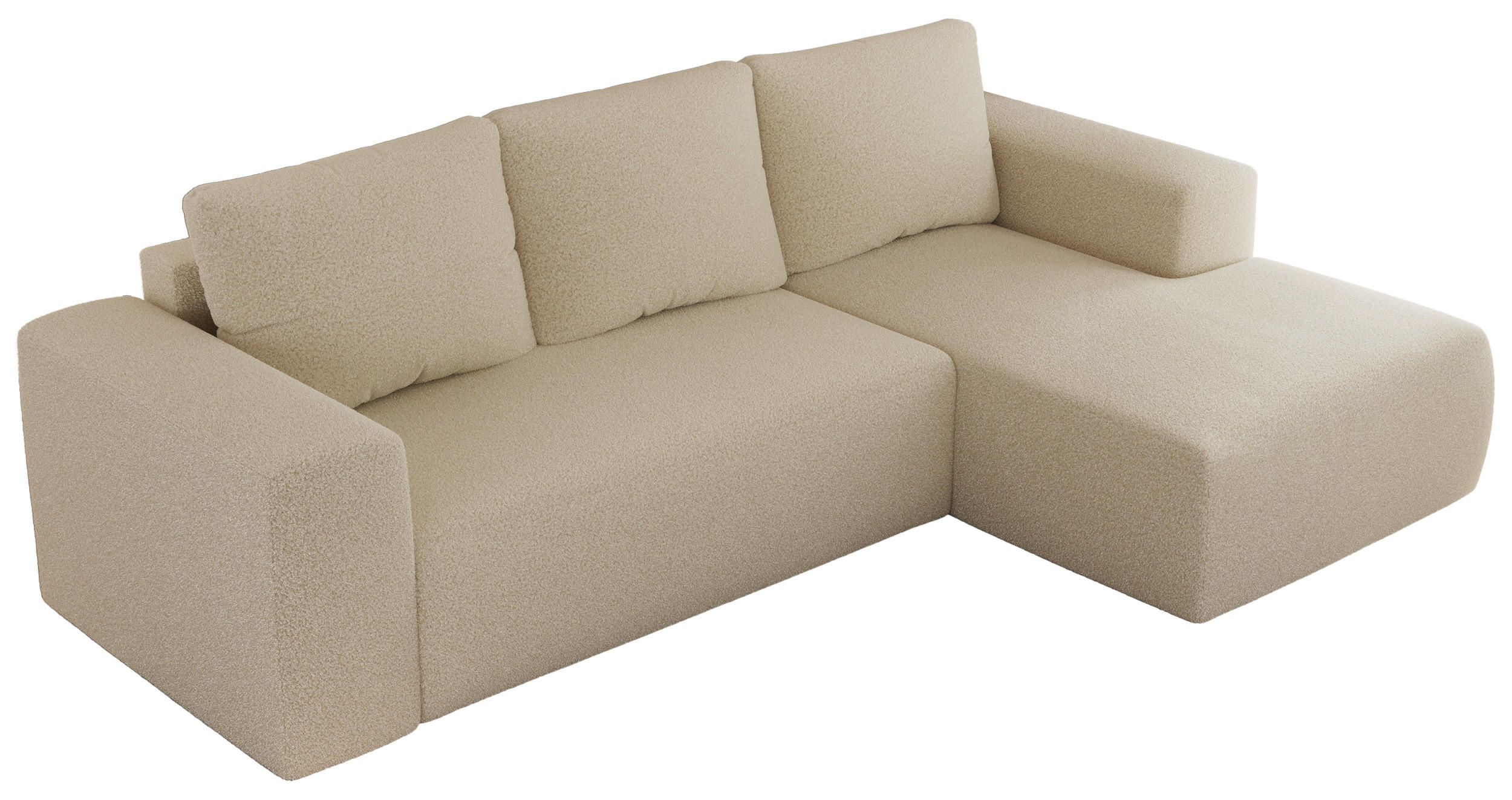 ECKSOFA TRENTINO L Beige Boucle - Rechts - Beige/Schwarz, Textil (164/266cm) - MKS