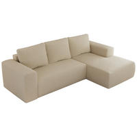 ECKSOFA TRENTINO L Beige Boucle - Rechts - Beige/Schwarz, Textil (164/266cm) - MKS