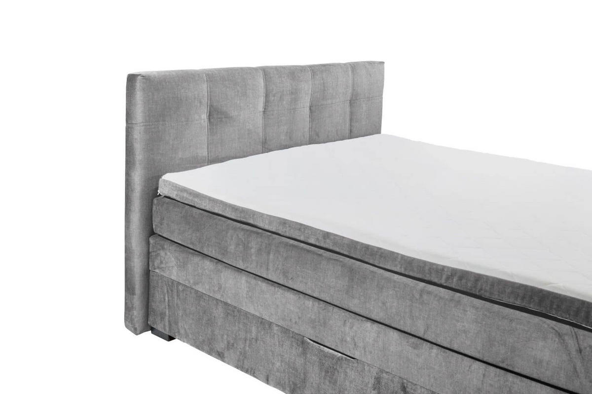 BOXSPRINGBETT inkl. 7-Zonen-Tonnentaschenfederkern-Matratze, Topper, Unterbox und Bettkasten - Graphitfarben/Schwarz, Holz/Holzwerkstoff (180/200cm) - ed exciting design