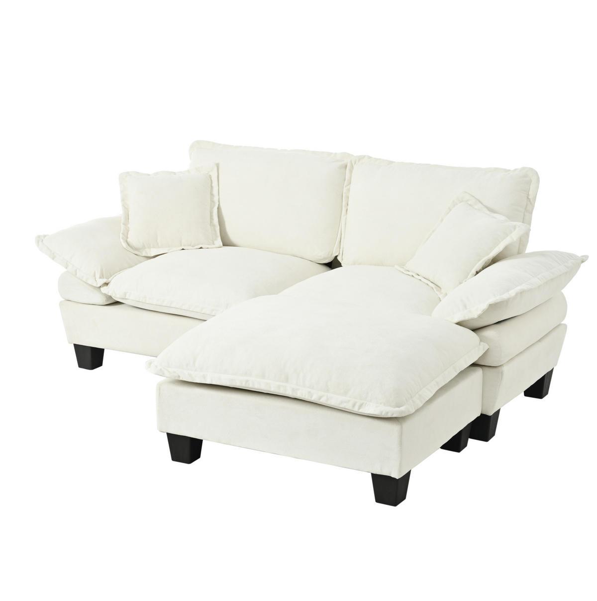 ECKSOFA 194/151/90 cm Beige aus Chenille mit Ottomanen und 2 Kissen - Beige, Textil (151/194cm) - OKWISH
