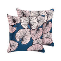 DEKOKISSEN 2er-Set Dunkelblau 45/45 cm Chrysanthemum - Dunkelblau, Textil (45/45cm) - Beliani